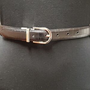 🌹BLACK AND SILVER LEATHER BELT Waist 34"-36"